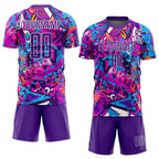 Custom Graffiti Pattern Purple-White Sublimation Soccer Uniform Jersey photo 2
