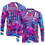Custom Graffiti Pattern Purple-White Sublimation Soccer Uniform Jersey photo 3