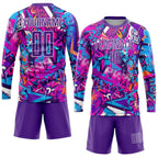 Custom Graffiti Pattern Purple-White Sublimation Soccer Uniform Jersey photo 4