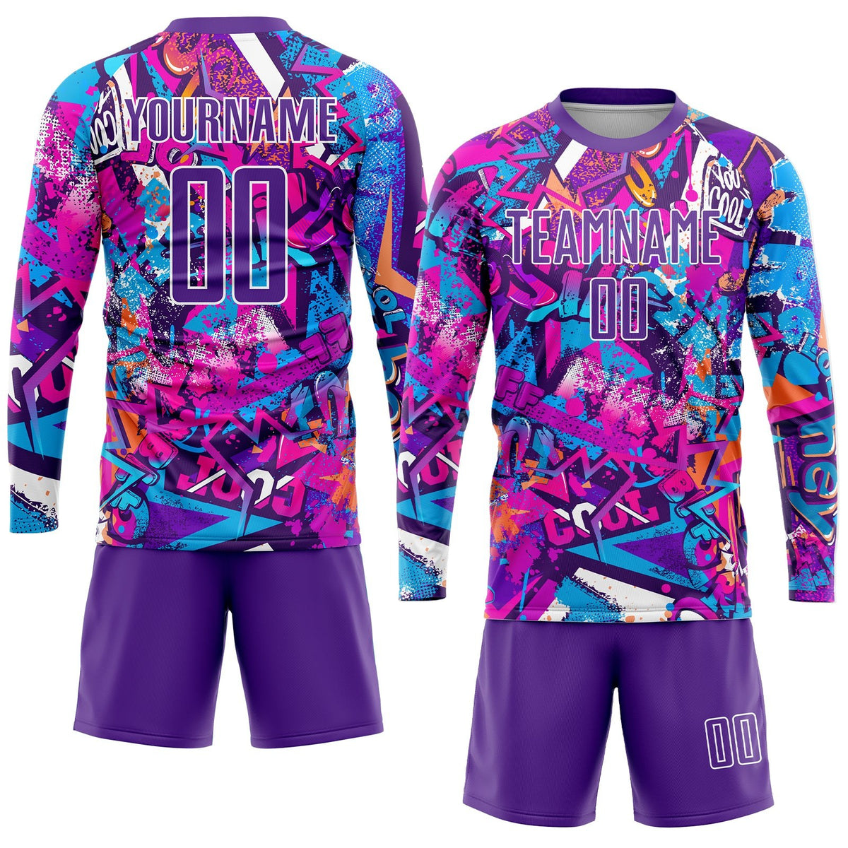 Custom Graffiti Pattern Purple-White Sublimation Soccer Uniform Jersey photo 4