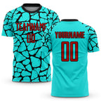 Custom Aqua Red-Black Sublimation Soccer Uniform Jersey