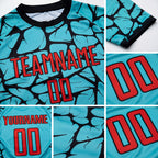 Custom Aqua Red-Black Sublimation Soccer Uniform Jersey detail