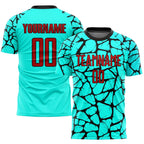 Custom Aqua Red-Black Sublimation Soccer Uniform Jersey photo 1