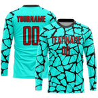Custom Aqua Red-Black Sublimation Soccer Uniform Jersey photo 2