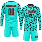 Custom Aqua Red-Black Sublimation Soccer Uniform Jersey photo 3