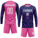 Custom Navy White-Pink Sublimation Soccer Uniform Jersey photo 4