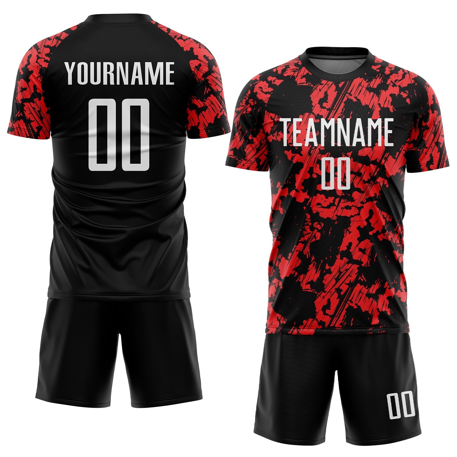 Custom Red White-Black Sublimation Soccer Uniform Jersey photo 2