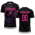 Custom Black Pink-Light Blue Sublimation Soccer Uniform Jersey