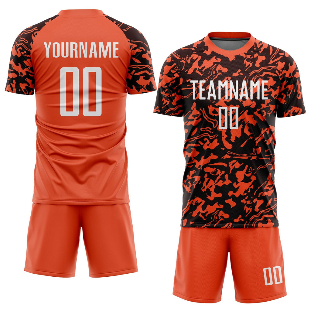 Custom Orange White-Black Sublimation Soccer Uniform Jersey photo 2