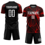 Custom Black White-Red Sublimation Soccer Uniform Jersey photo 2