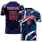 Custom Navy Red-White Sublimation Soccer Uniform Jersey photo 1