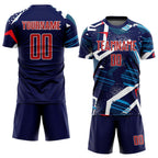 Custom Navy Red-White Sublimation Soccer Uniform Jersey photo 2