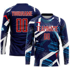 Custom Navy Red-White Sublimation Soccer Uniform Jersey photo 3