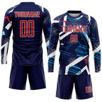 Custom Navy Red-White Sublimation Soccer Uniform Jersey photo 4