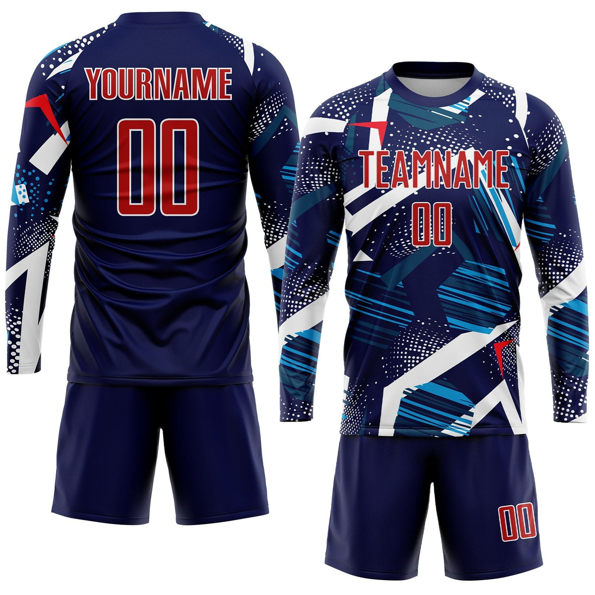 Custom Navy Red-White Sublimation Soccer Uniform Jersey photo 4