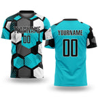 Custom Aqua Black-White Sublimation Soccer Uniform Jersey