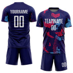 Custom Navy White-Light Blue Sublimation Soccer Uniform Jersey photo 2
