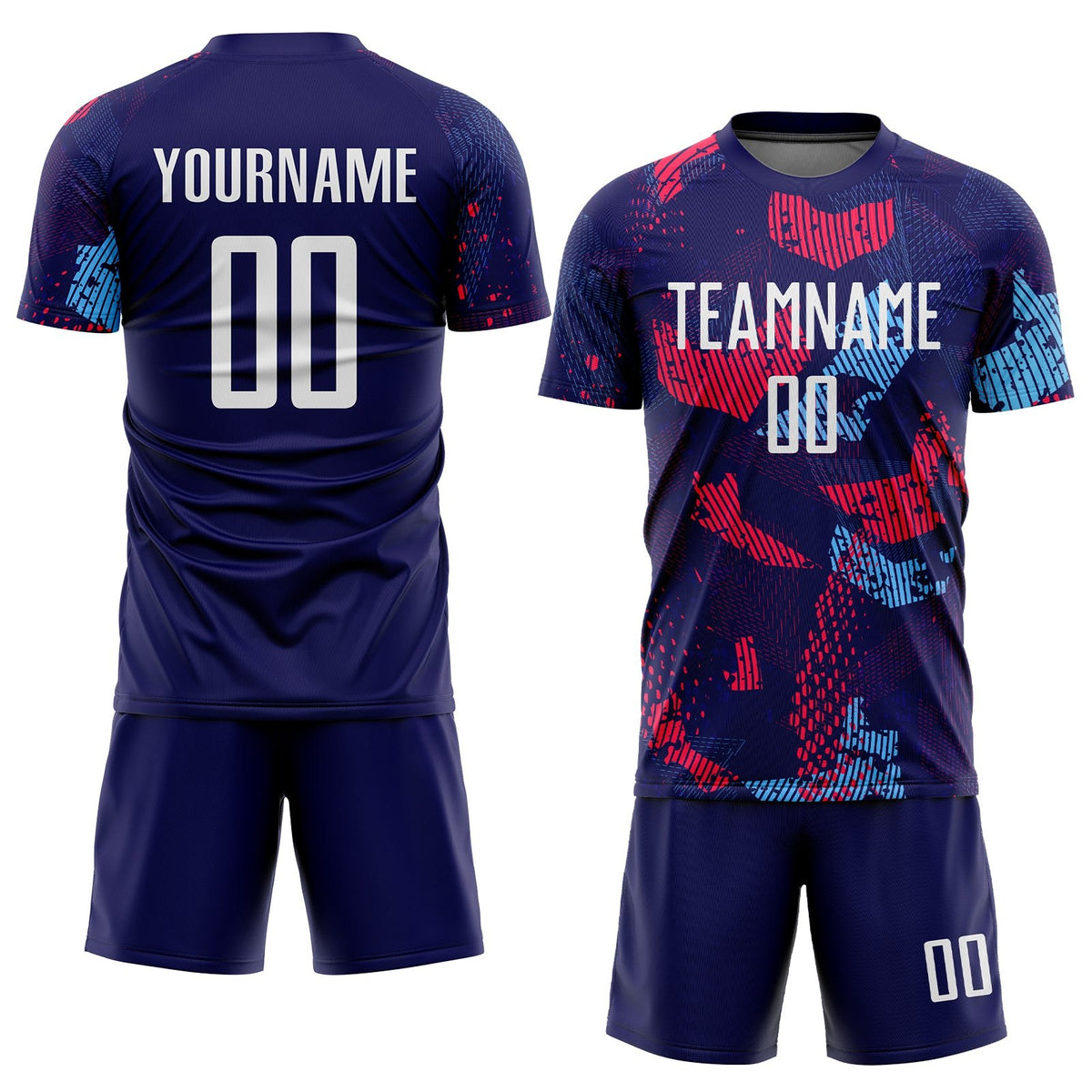 Custom Navy White-Light Blue Sublimation Soccer Uniform Jersey photo 2