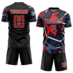 Custom Black Red-White Sublimation Soccer Uniform Jersey photo 2
