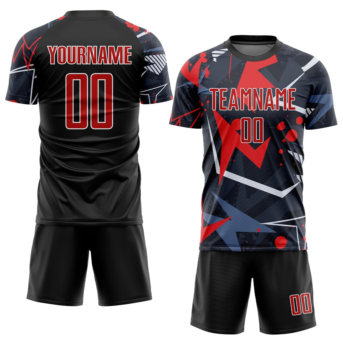 Custom Black Red-White Sublimation Soccer Uniform Jersey photo 2