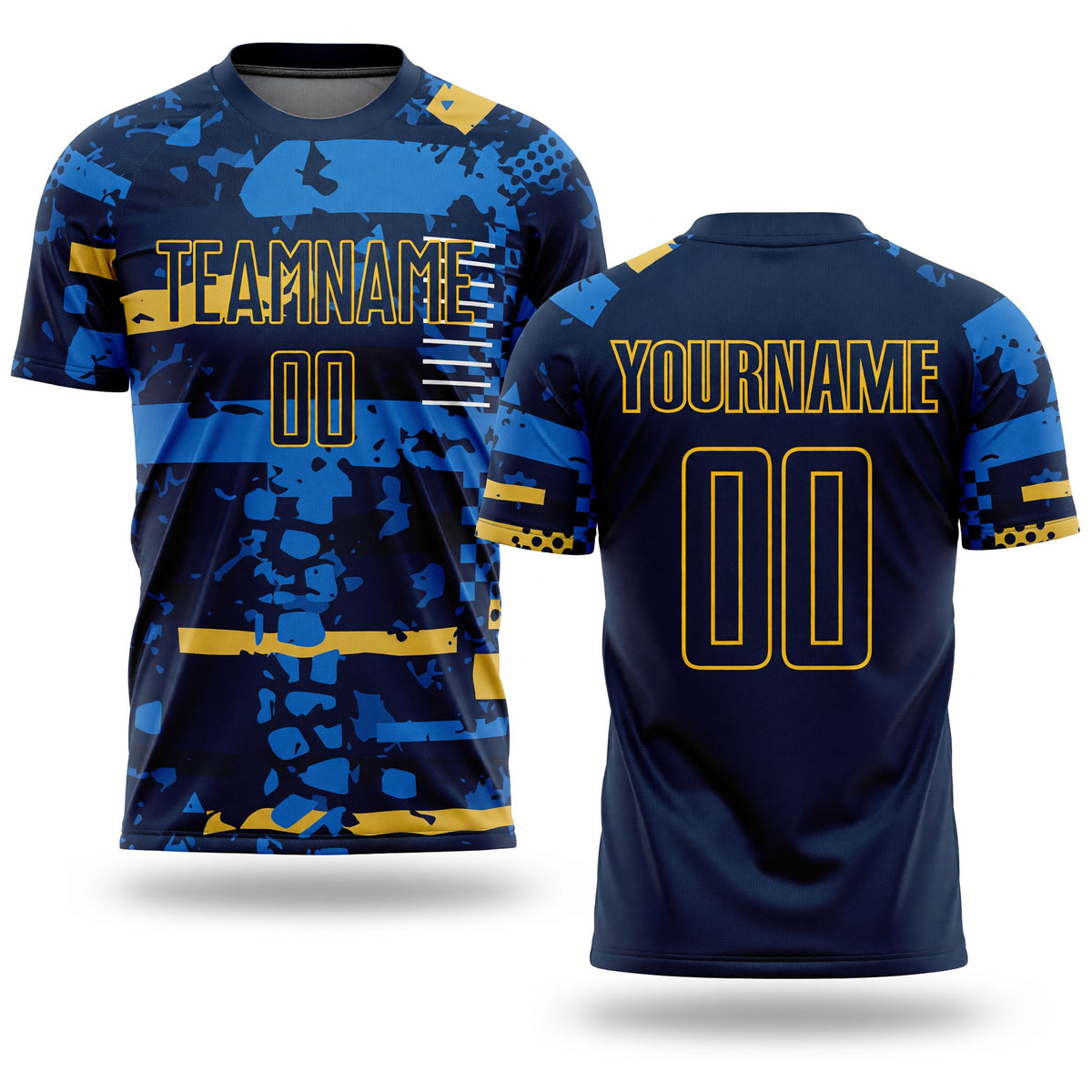 Custom Navy Navy-Gold Sublimation Soccer Uniform Jersey