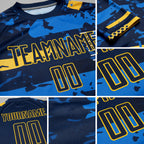 Custom Navy Navy-Gold Sublimation Soccer Uniform Jersey detail