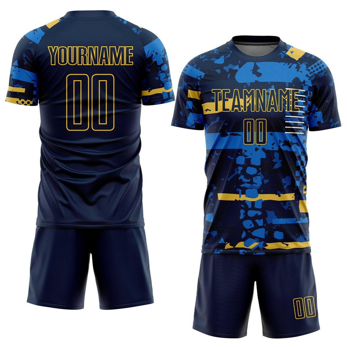 Custom Navy Navy-Gold Sublimation Soccer Uniform Jersey photo 2