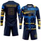 Custom Navy Navy-Gold Sublimation Soccer Uniform Jersey photo 4