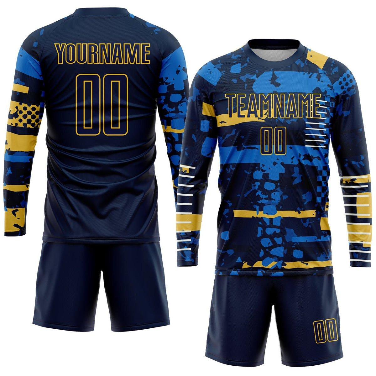 Custom Navy Navy-Gold Sublimation Soccer Uniform Jersey photo 4