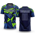 Custom Navy Navy-Neon Green Sublimation Soccer Uniform Jersey