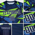 Custom Navy Navy-Neon Green Sublimation Soccer Uniform Jersey detail
