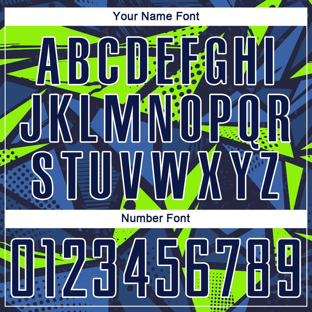 Custom Navy Navy-Neon Green Sublimation Soccer Uniform Jersey photo 6