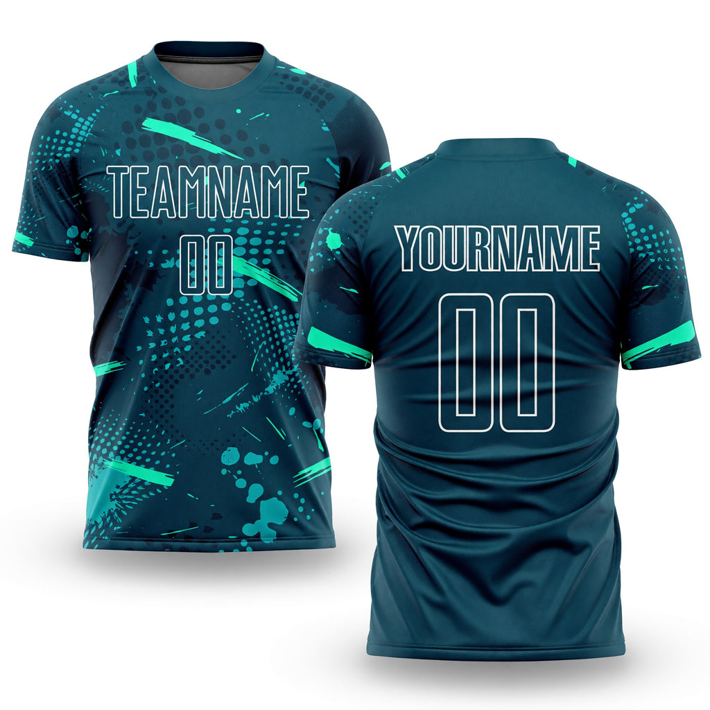 Custom Green Green-Teal Sublimation Soccer Uniform Jersey