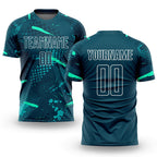 Custom Green Green-Teal Sublimation Soccer Uniform Jersey
