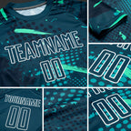 Custom Green Green-Teal Sublimation Soccer Uniform Jersey detail
