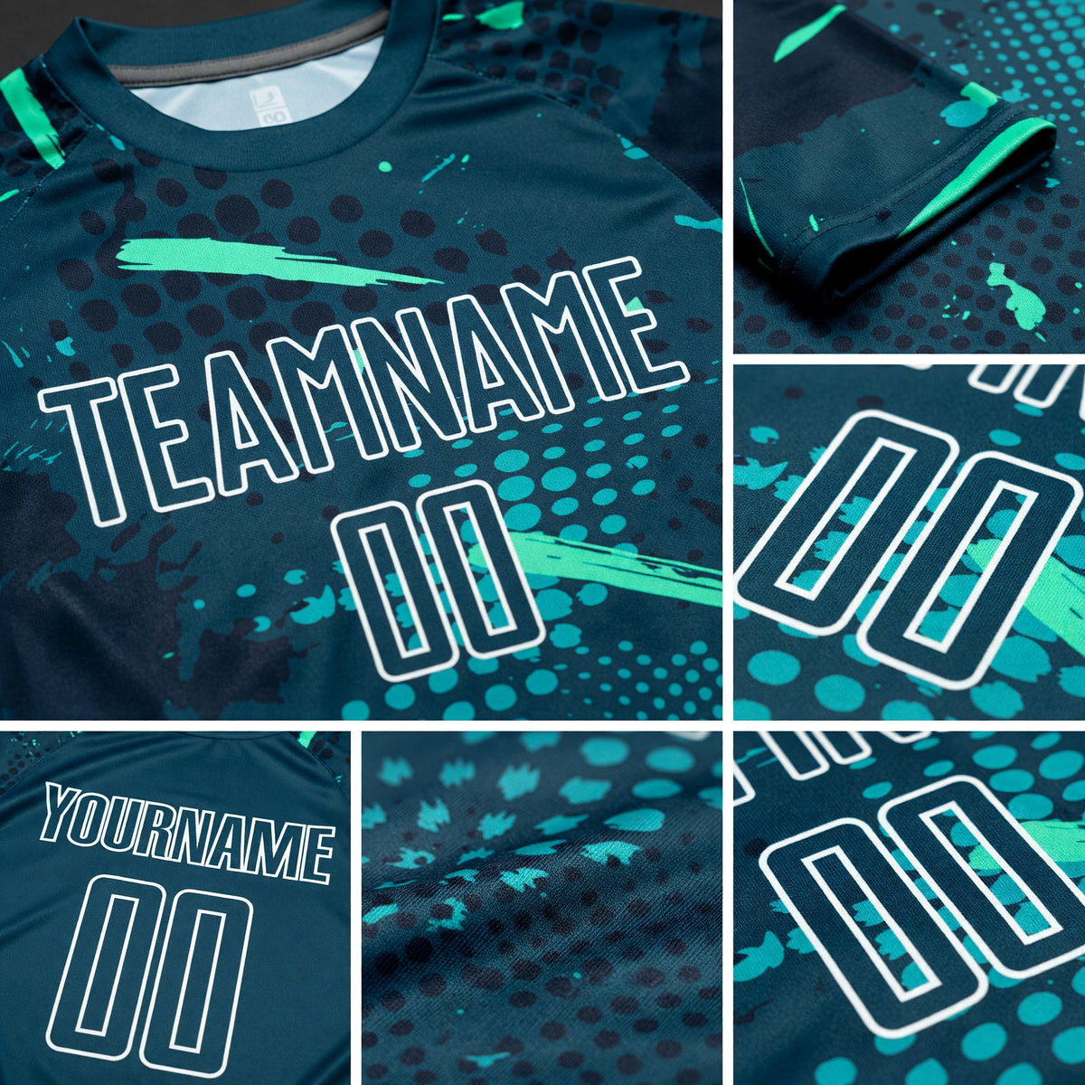 Custom Green Green-Teal Sublimation Soccer Uniform Jersey detail