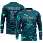 Custom Green Green-Teal Sublimation Soccer Uniform Jersey photo 3