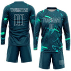 Custom Green Green-Teal Sublimation Soccer Uniform Jersey photo 4