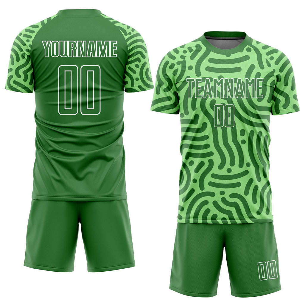 Custom Neon Green Kelly Green-White Sublimation Soccer Uniform Jersey photo 2