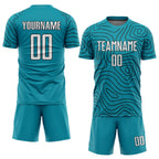 Custom Teal White-Black Sublimation Soccer Uniform Jersey photo 2