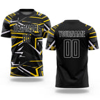 Custom Black Black-Gold Sublimation Soccer Uniform Jersey