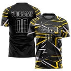 Custom Black Black-Gold Sublimation Soccer Uniform Jersey photo 1