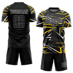 Custom Black Black-Gold Sublimation Soccer Uniform Jersey photo 2