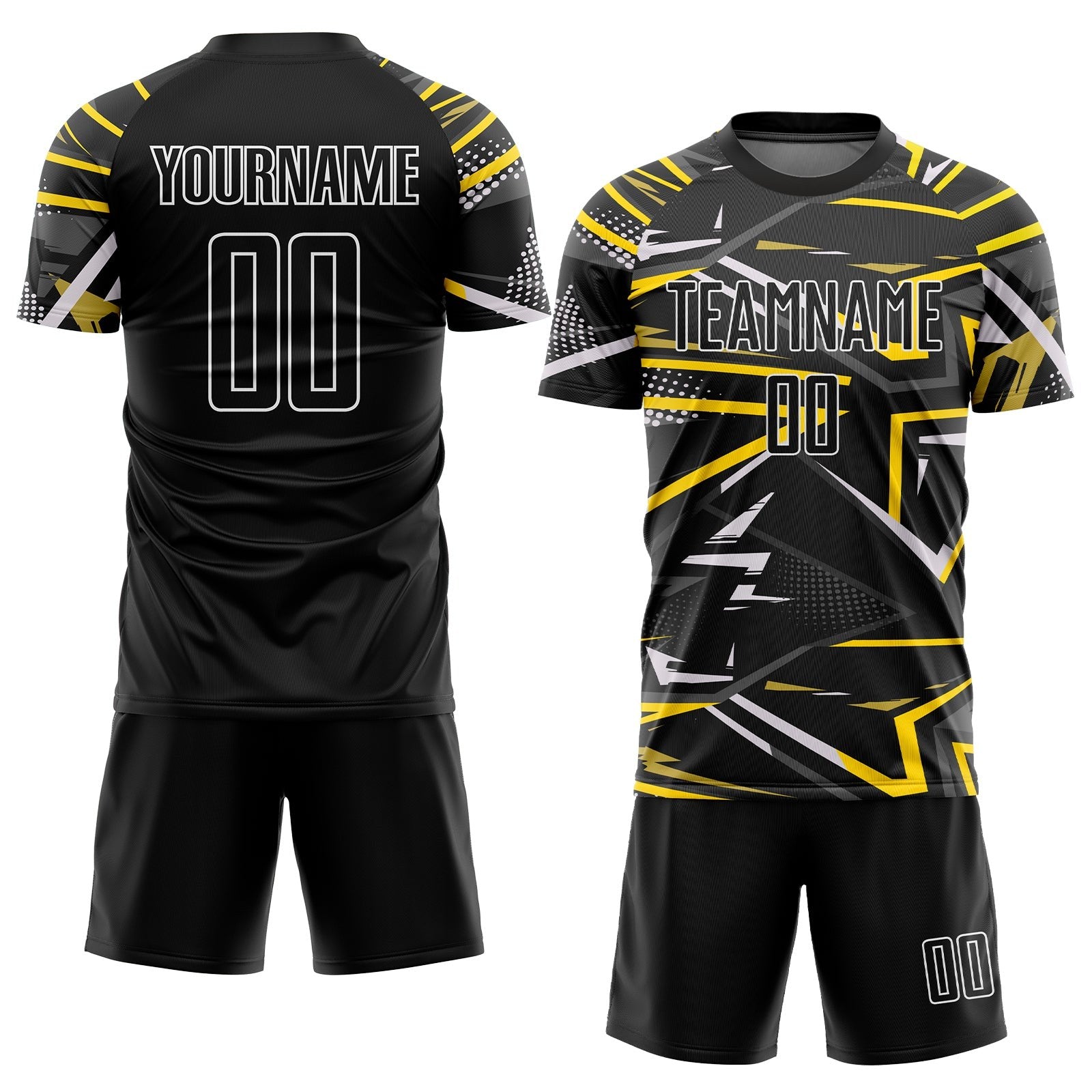 Custom Black Black-Gold Sublimation Soccer Uniform Jersey photo 2