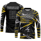 Custom Black Black-Gold Sublimation Soccer Uniform Jersey photo 3
