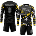 Custom Black Black-Gold Sublimation Soccer Uniform Jersey photo 4