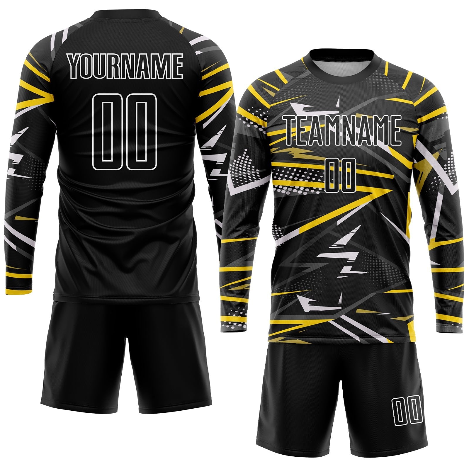 Custom Black Black-Gold Sublimation Soccer Uniform Jersey photo 4