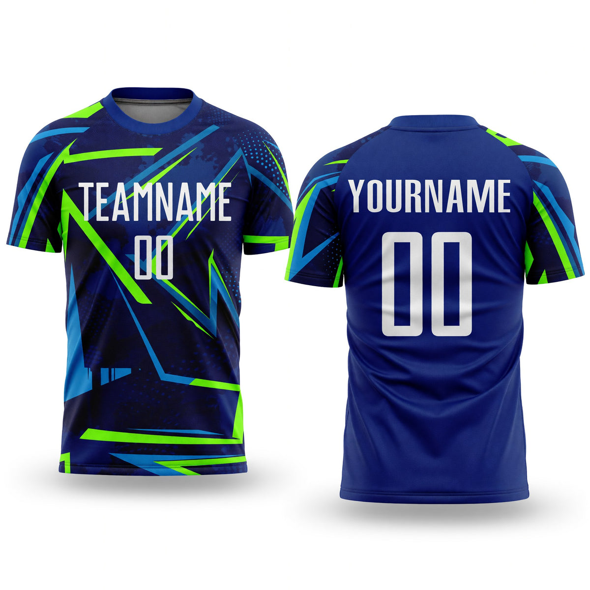 Custom Royal White-Neon Green Sublimation Soccer Uniform Jersey