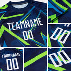 Custom Royal White-Neon Green Sublimation Soccer Uniform Jersey detail