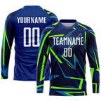Custom Royal White-Neon Green Sublimation Soccer Uniform Jersey photo 3